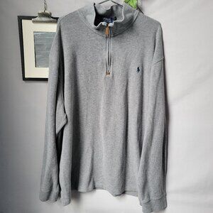 Polo Ralph Lauren Rib Quarter-Zip Pullover Heather Gray 3XLT